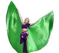 Wuchieal Disfraz de 2 palos y danza del vientre para mujer, diseño de alas de Isis (verde)