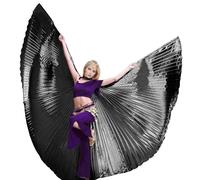 Wuchieal Disfraz de hada mariposa Isis con alas angulares y 2 palos para danza del vientre para mujer (color negro)