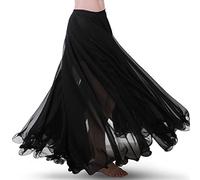Wuchieal Falda de danza del vientre, disfraz de danza del vientre, faldas de gasa para mujer, falda larga para festival, ropa de rendimiento, Negro , Talla única