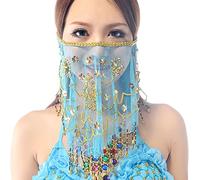 Wuchieal - Velo de cara tribal para mujer con accesorio para disfraz de Halloween, Azul/claro, Talla única