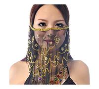 Wuchieal Velo facial tribal para danza del vientre para mujer con accesorio de disfraz de Halloween (negro)