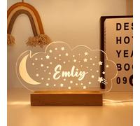 Wucidici Lampara Bebe Noche Personalizada, Regalo Originales Bautizo Niña Luna y Estrellas Nombre Luz Bebes Recien Nacidos Habitación Luz de Presença Regalos Festivos Personalizados Para Niños