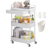 Wuciray 3/4 Niveles Carrito Auxiliar con Ruedas Carro Almacenaje con Ruedas e Cajones Verdulero Auxiliar Carrito Organizador para Cocina Baño