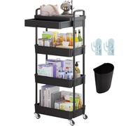 Wuciray 3/4 Niveles Carrito Auxiliar con Ruedas Carro Almacenaje con Ruedas e Cajones Verdulero Auxiliar Carrito Organizador para Cocina Baño
