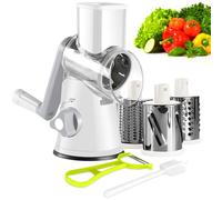 Wuciray Cortador de Verdura Picadora Rallador Manual Mandolina de Tambor con 3 Blades Cocina Rayadores Vegetable Chopper Multifunctional Pelador