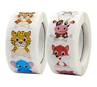 Wudaizhi 2 Rollo De Dibujos Animados Redondos De Animales De Animales Calcomanías De Regalos Sello De Sello De Envoltura Presente Aplique para Los Maestros para Recompensar a Los Niños