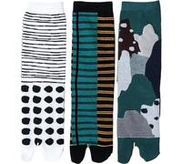 Wudaizhi 3 Pares De Calcetines De Dos Dedos Calcetines con Dedos Abiertos Tabi Calcetines De Algodón Japonés Geta Calcetines Cómodos Retro De Dos Dedos Calcetines De Tubo Medio