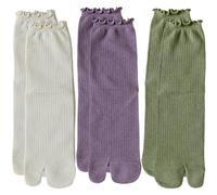 Wudaizhi 3 Pares De Calcetines De Dos Dedos, Japoneses Tabi De Algodón Con Punta Abierta, Geta, Cómodos De Color Sólido para Mujer