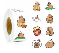 Wudaizhi 500 Piezas/Rollo De Pegatinas De Capibara, Pegatinas De Animales, Rollo De Pegatinas De Sellado De Dibujos Animados, Pegatinas De Incentivo, Pegatinas De Decoración De Fiestas para Niños,