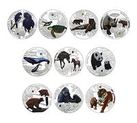 Wudaizhi Africa Animal Coin Set 10pcs Monedas De Animales En Peligro De Extinción De África con Monedas De Metal Chapadas En Plata De Diamante para Regalos De Año Nuevo De Navidad