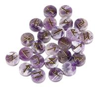 Wudaizhi Juego De 25 Piezas De Runas Naturales, Kit Generador De Energía para Equilibrio De Chakras Y Sanación Reiki.