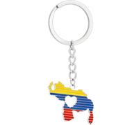 Wudaizhi Llavero De Acero Inoxidable con Mapa De Venezuela Y Bandera Venezolana, Recuerdo De Cultura Venezolana para Hombres Y Mujeres, Regalo De Compromiso.