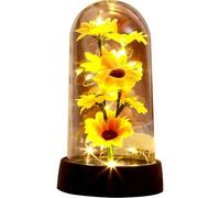 Wudaizhi Regalos De Girasol para Mujer, Girasol En Cúpula De, Flor Eterna con Tira De Luz Led, Luz De Girasol Decoración del Hogar, Regalos Románticos para Día De Valentín, Día De Madre,