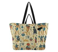 Wudan Bolsa grande de lona impermeable para cocina, bolsa de comestibles, para hombres, viajes, playa, boda, lavandería, dioses egipcios antiguos, retro