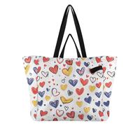 Wudan Bolsas de lona de moda para cocina, bolsas de comestibles, bolsa de piscina para mujer, regalos de dama de honor, dibujos animados, bonitos corazones de amor