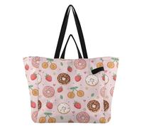 Wudan Bolsas de lona de moda para cocina, bolsas de comestibles, bolsa de todo para mujeres, compras, viajes, fresa, bitcoin, donut