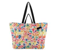 Wudan Bolsas de lona impermeables para cocina, bolsas de comestibles, bolsa de playa para hombres, compras, viajes, acuarela, retro, arcoíris, leopardo impreso