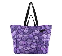 Wudan Bolsas de lona impermeables para cocina, bolsas de comestibles, bolsa de viaje para hombres, accesorios de picnic, corazones morados, corazones morados