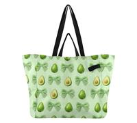 Wudan Bolsas de lona ligeras para cocina, bolsas de comestibles, bolsa de alberca para hombres, viajes, compras, fin de semana, lazo azul arándano, Arco verde aguacate, Talla única