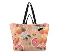 Wudan Bolsas de lona ligeras para cocina, bolsas de comestibles, bolsa de manualidades para mujeres, regalos de dama de honor, mariposas, pomelo, fruta, melocotón