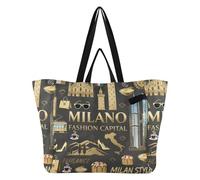 Wudan Bolsas de lona ligeras para cocina, bolsas de comestibles Momlife para mujer, regalos de boda, fiesta, Venecia, moda capital, Milan Fashion Capital, Talla única