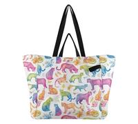 Wudan Bolsas de lona ligeras para la cocina, bolsas de comestibles para dama de honor, para hombres, compras, viajes, acuarela, arco iris, leopardo impreso