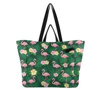 Wudan Bolsas de lona para cocina, bolsas de comestibles Momlife para mujer, regalos de despedida de soltera, ricos flamencos tropicales