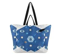 Wudan Bolsas de lona para vacaciones, cocina, comestibles, manualidades, para mujeres, bodas, fiestas, viajes, lavandería, ojos místicos y símbolos planetarios