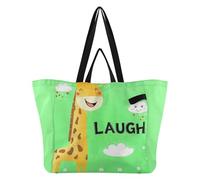 Wudan Bolsas de lona plegables para cocina, para dama de honor, para mujer, despedida de soltera, regalos de conejito con amor, Jirafa con risa, Talla única