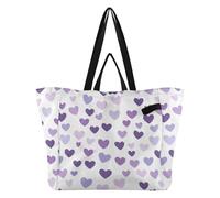 Wudan Bolsas grandes de gran capacidad, bolsas de comestibles para cocina, dama de honor, para mujer, compras, viajes, día de corazones morados, corazones morados