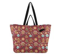 Wudan Bolsas grandes de gran capacidad para cocina, bolsas de comestibles para profesores, para mujeres, viajes, picnic, accesorios de Bitcoin, Navidad, pan de jengibre, rojo