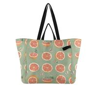 Wudan Bolsas grandes de lona, ligeras, para cocina, comestibles, manualidades, para mujeres, regalos de dama de honor, pomelo, fruta, salvia, verde