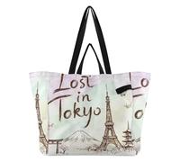 Wudan Bolsas grandes de lona para cocina, comestibles, mamá, para mujeres, spa, ducha, escape, a Santorini, Perdido en Tokio, Talla única