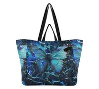 Wudan Bolsas grandes de lona reutilizables para cocina, bolsas de comestibles, bolsa de viaje para hombres, kit de parto de maternidad, esencial, azul, plata, morpho mariposa rota