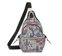 Wudan Bolsos cruzados para mujer, bolsa de pecho para viajes, deportes, Estados Unidos, 4 de julio, elementos de cactus rojo y azul