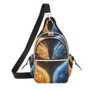 Wudan Bolsos cruzados para mujer, mochila mediana para correr, senderismo, duelo de dragón de fuego y hielo