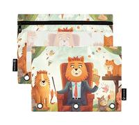 Wudan Boss Day - Estuche para lápices de 3 anillos, color naranja, azul, verde, rojo, verde, paquete de 2 estuches de plástico transparente impermeable con cremallera, bolsa de cosméticos, organizador