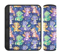 Wudan Fundas de correa de asiento de coche con diseño de dibujos animados Little Cute Dragons para reducción del estrés, paquete de 2 correas de hombro para cinturón de seguridad para mochila de bebé