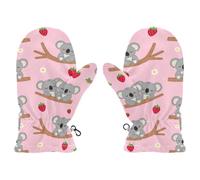 Wudan Guantes resistentes al viento para niños pequeños, ultra suaves y acogedores, Rama de fresa de koala, Small