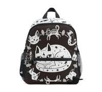 Wudan Mochila infantil con bolsillos, mochila preescolar para jardín de infantes, Mandala circular de gato oculto, S