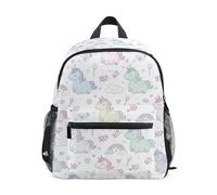Wudan Mochila para niños y niñas con bolsillos para botellas, bolsas para libros de estudiantes para jardín de infantes, Unicornios de cuento de hadas, Medium