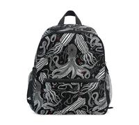 Wudan Mochilas para niños grandes con bolsillos, bolsas para libros preescolares para primaria, Strange Marine Creatures Dark, Small