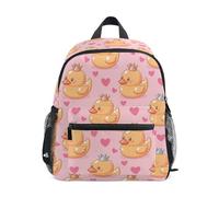 Wudan Mochilas para niños grandes con bolsillos para botellas para niños y niñas, bolsa de libros para primaria, Kawaii Little Ducks Hearts, Small