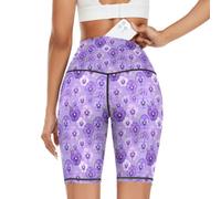 Wudan Pantalones de entrenamiento para mujer con retención de forma, Flores de pensamiento moradas, XS