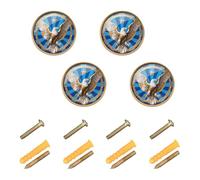 Wudan Paquete de 4 pomos y manijas para armario de cocina de 32 mm, color dorado para armarios, emblema de pájaro