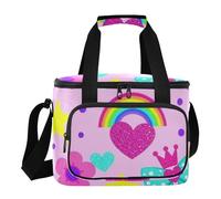 Wudan Princess Bow Heart Rainbow - Bolsa térmica aislada de mano, talla única, para trabajadores de oficina