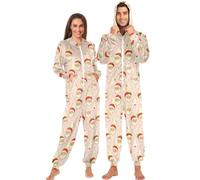 Wudan Ropa de dormir con capucha para el hogar, conservación superior del calor para, Copos de nieve con cara de Papá Noel, XXX-Large