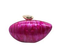 WuDiaoer Clutch Acrílico con Forma de Concha Moderno Metálico Acrílico Bolso de Noche Brillante Monederos y Bolsos con Forma de Huevo para Mujer Boda Fiesta, Rojo rosa, 8.3x3.9 (LxH) inch