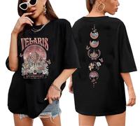Wudlads Acotar Night Court - Camiseta de Manga Corta para Mujer, diseño de Velaris City of Starlight, Negro-2, S