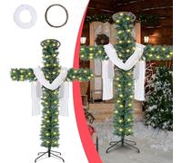 WUDLi árbol De Navidad Delgado, árbol De Navidad Plegable De PVC En Forma De Cruz, árboles De Navidad Delgados Tipo Lápiz con Base De Metal